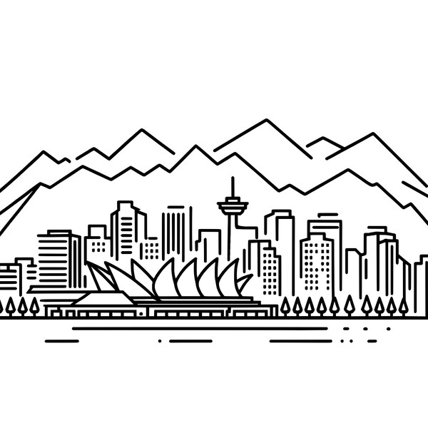 Vancouver Skyline Line Graphic - PNG and SVG