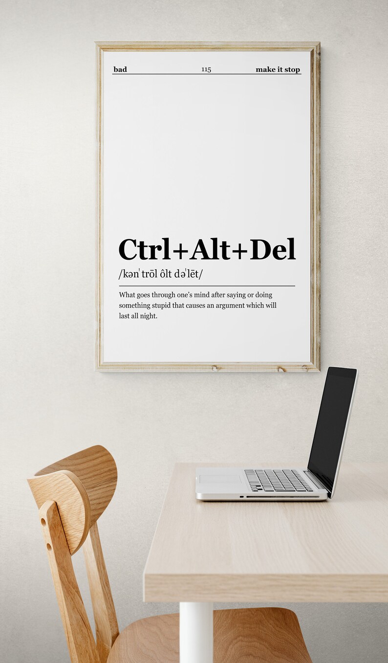 Ctrl Alt Del Definition Art Print Funny Minimalist Poster For Digital Ctrl Alt Del Definition Art Print Funny Minimalist Poster For Digital
