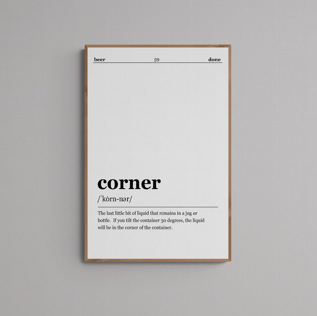 Corner Definition Minimalist Definition Art Print Funny Poster for