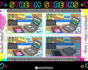 Schermate di streaming di gioco portatili grigie animate