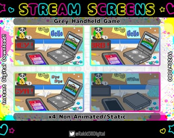 Schermi di streaming di gioco portatili grigi non animati