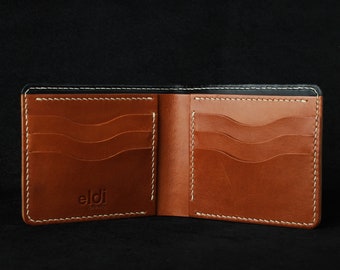 Handmade, full grain, Buttero vegetable tanned leather bifold wallet, full size wallet, men's cards wallet, personalized leather wallet