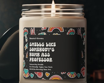Professeur Bougie Nouveau professeur Cadeau Bougie écologique 9oz Collège École Prof Appréciation Terme Fin Cadeau Rétro Y2K Groovy Anniversaire Drôle