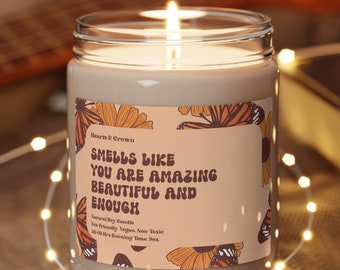 Vela de positividad Cita positiva Regalo Vela ecológica 9oz Salud mental Sea amable Prevención del suicidio Retro Y2K Groovy Usted importa Conciencia