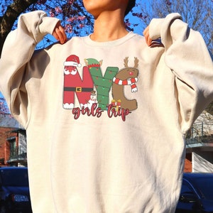 NYC Girls Trip Camisa de Navidad Nueva York Ciudad Navidad Sudadera Besties Chirstmas Suéter Vacaciones Amistad Viaje Vacaciones NY Amigos Vacay