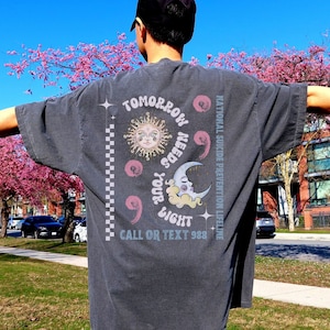 Tomorrow Needs Your Light Moon Sun TShirt Retro Comfort Colors 988 Mental Health Shirt Suicide Prevention Continue Semicolon Tee Awareness