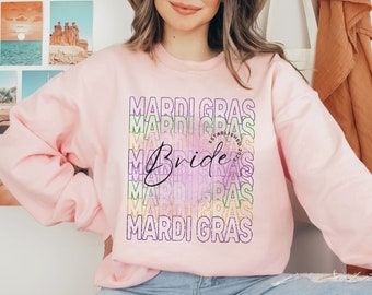 Mardi Gras Bride 2023 Sweatshirt, Carnival Louisiana Bachelorette Sweater, Mardi Gras Bach, Bride Shirt, Bridesmaid Proposal, Group Shirt