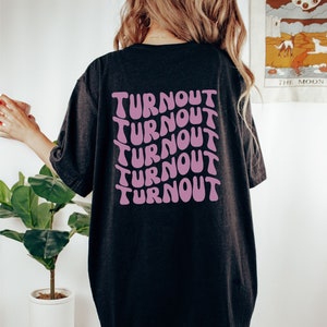 Turnout Wavy Words on Back Jersey Shirt, Retro Ballet Tshirt, Aesthetic Oversized Workout Tee, Ballerina Warmup Shirt, Gift for Dancers