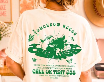 Morgen heeft je licht Universum TShirt Retro Comfort Kleuren 988 Mental Health Shirt Zelfmoordpreventie Doorgaan Puntkomma Tee Awareness