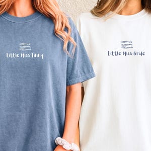 Custom Little Miss Tinny Bachelorette Shirt Personalized Bridesmaid Bridal Party Bach Girls Trip Engaged Sardine Beach Coastal Salty Fish
