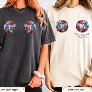 Aangepaste patchwork honkbal vrijgezellenshirt gepersonaliseerd bruidsmeisje bruidsfeest Bach meisjes reis verloofd verjaardag spel dag sport bruid