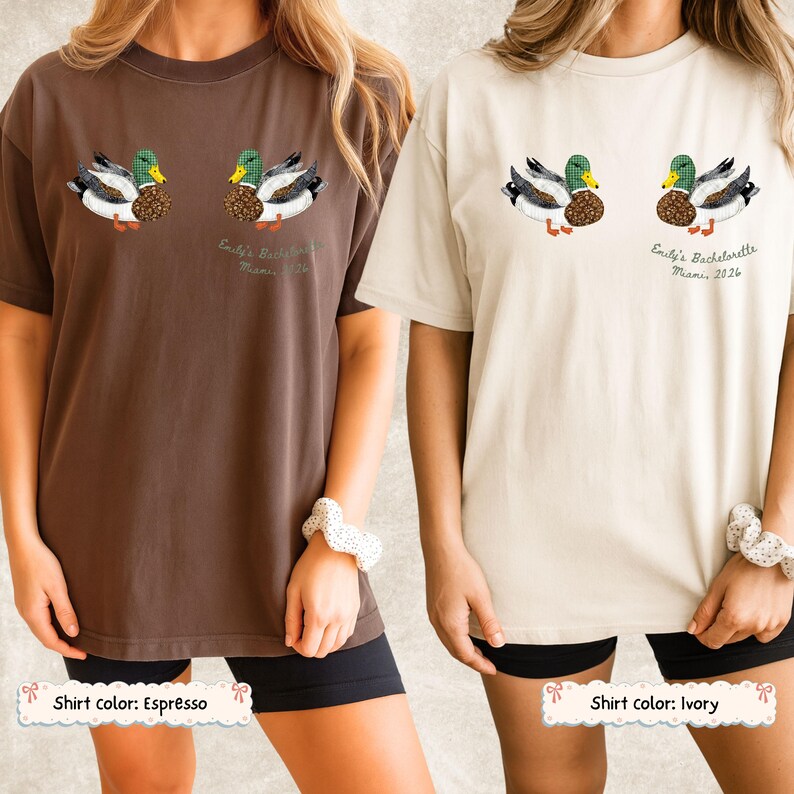 Custom Patchwork Mallard Duck Bachelorette Shirt Personalized Bridesmaid Bridal Party Bach Girls Trip Birthday Lake Bride Farmhouse Cabin image 14