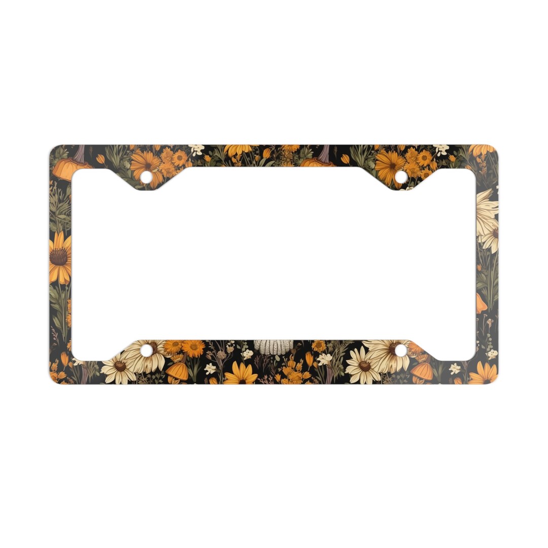 Wildflower Daisy License Plate Frame Floral Metal License Frame for