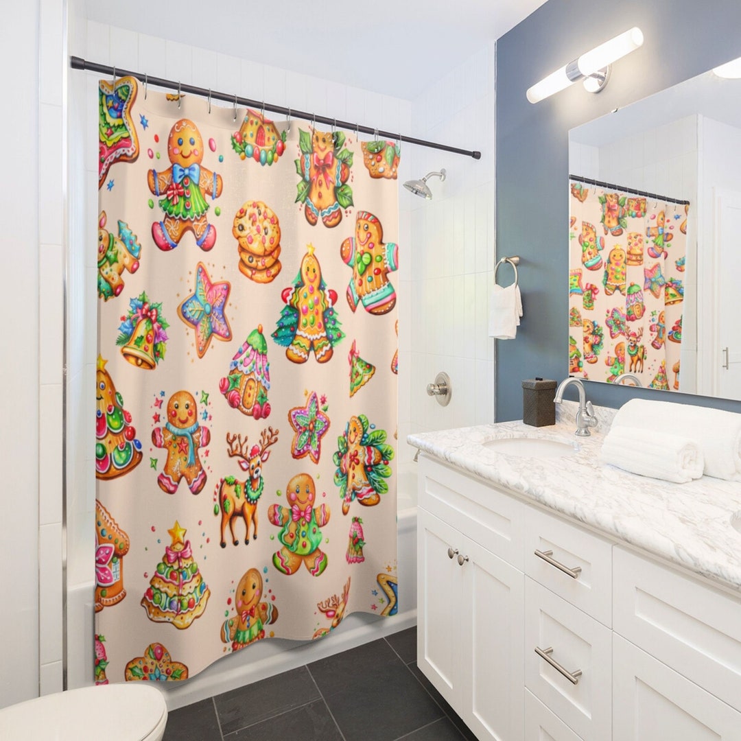 Christmas Shower Curtain Rainbow Cookie Xmas Shower Curtain Etsy