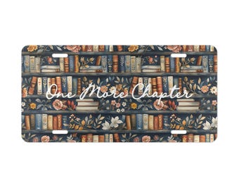 Targa personalizzata per auto a tema libri, targa personalizzata "One More Chapter", targa vintage per libreria, targa floreale per libreria.