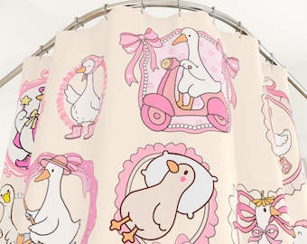 Goose Shower Curtain Unique Bathroom Decor Housewarming Duck Funny Goose Silly Coquette Frame Girl Dorm Home Decor Fishing Sleep Scooting