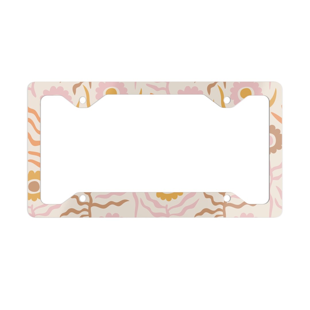 Wildflower Daisy License Plate Frame Floral Metal License Frame for