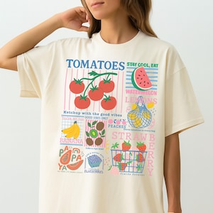 Fruit Shirt Farmer&#39;s Market Tee Gift Vegetable Tshirt Strawberry Blueberry Papaya Tomato Watermelon Lemon Kiwi Banana Tee