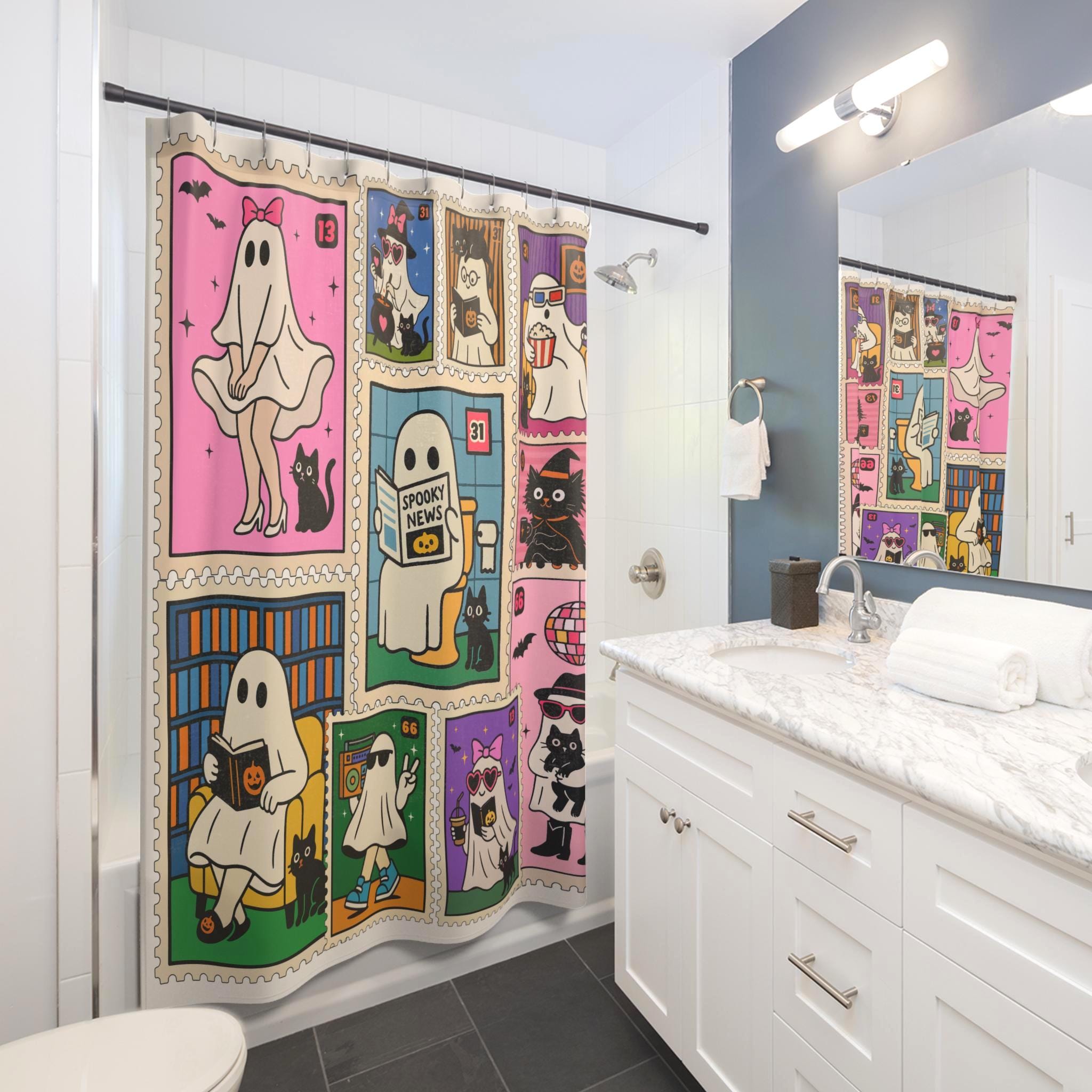 Halloween Shower Curtain Spooky Shower Curtain Unique Bathroom Decor ...