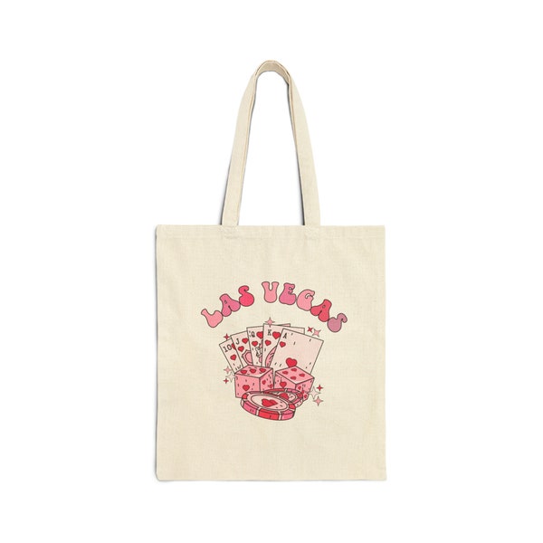 Las Vegas Tote Bag Vegas Trip Cotton Canvas Tote Bag Tote Casino Gamble Bag Pink Chips Dice Girls Trip Bridesmaid Party Corporate Birthday