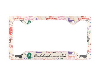 Custom Text Dachshund metal license plate frame personalized colorful dachshund car tag retro dog mom pet lover funny animal gift