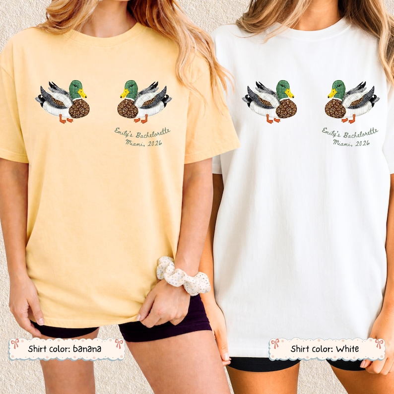 Custom Patchwork Mallard Duck Bachelorette Shirt Personalized Bridesmaid Bridal Party Bach Girls Trip Birthday Lake Bride Farmhouse Cabin image 3
