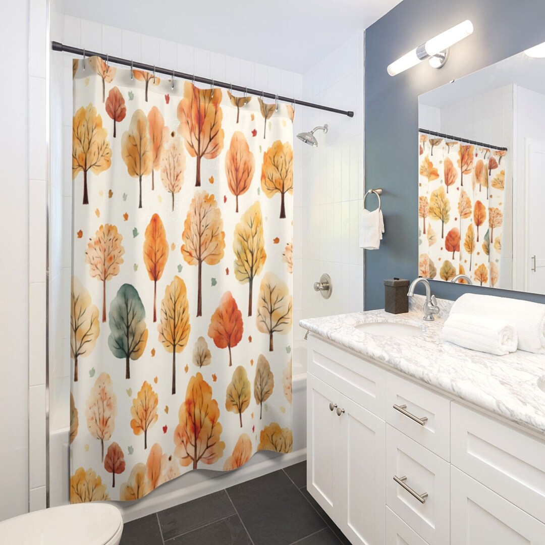 Fall Trees Shower Curtain Fall Shower Curtain Unique Bathroom Etsy