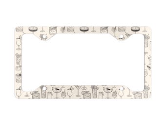 Martini-Nummernschildrahmen Metalllizenzrahmen 4-Loch-Autozubehör-Plattenabdeckung Cocktailgläser Getränk Barkeeper Margrita