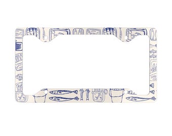 Sardine License Plate Frame Metal License Frame 4 Hole Car Accessory Plate Cover Canned Fish Fisherman Ocean Coastal Porland Maine