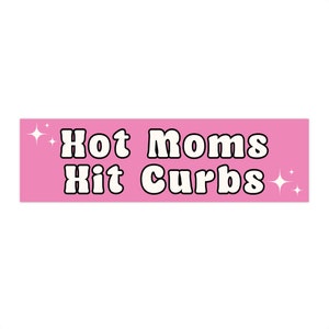 Hot Mom Bumper Sticker Retro Cute Car Accessories Funny Car Sticker Vehicle 90s Vintage GenZ Bumper Sticker Merge Bumper Sticker Driver Gift