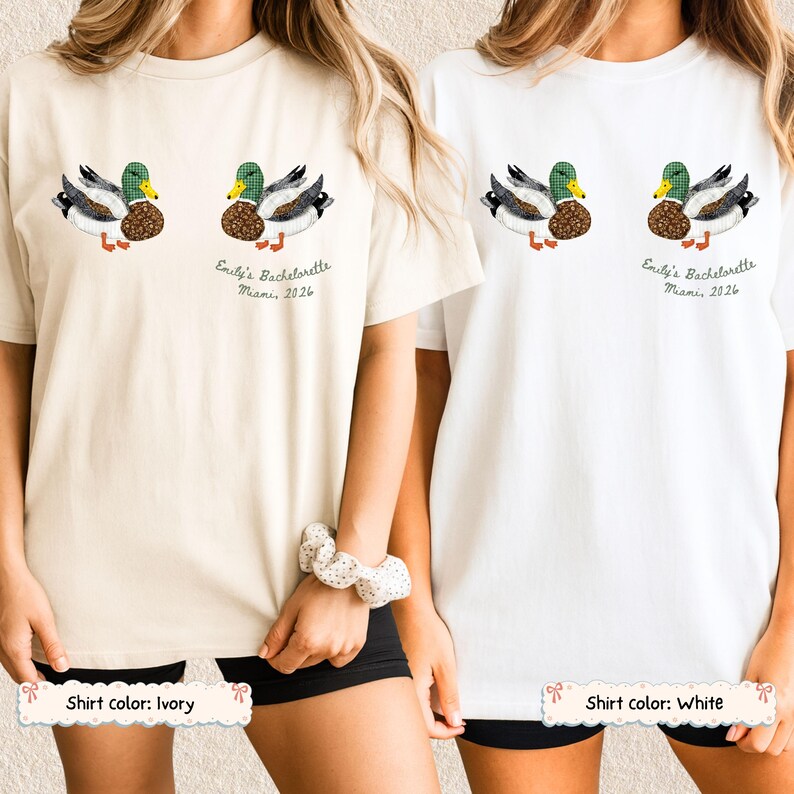 Custom Patchwork Mallard Duck Bachelorette Shirt Personalized Bridesmaid Bridal Party Bach Girls Trip Birthday Lake Bride Farmhouse Cabin image 10