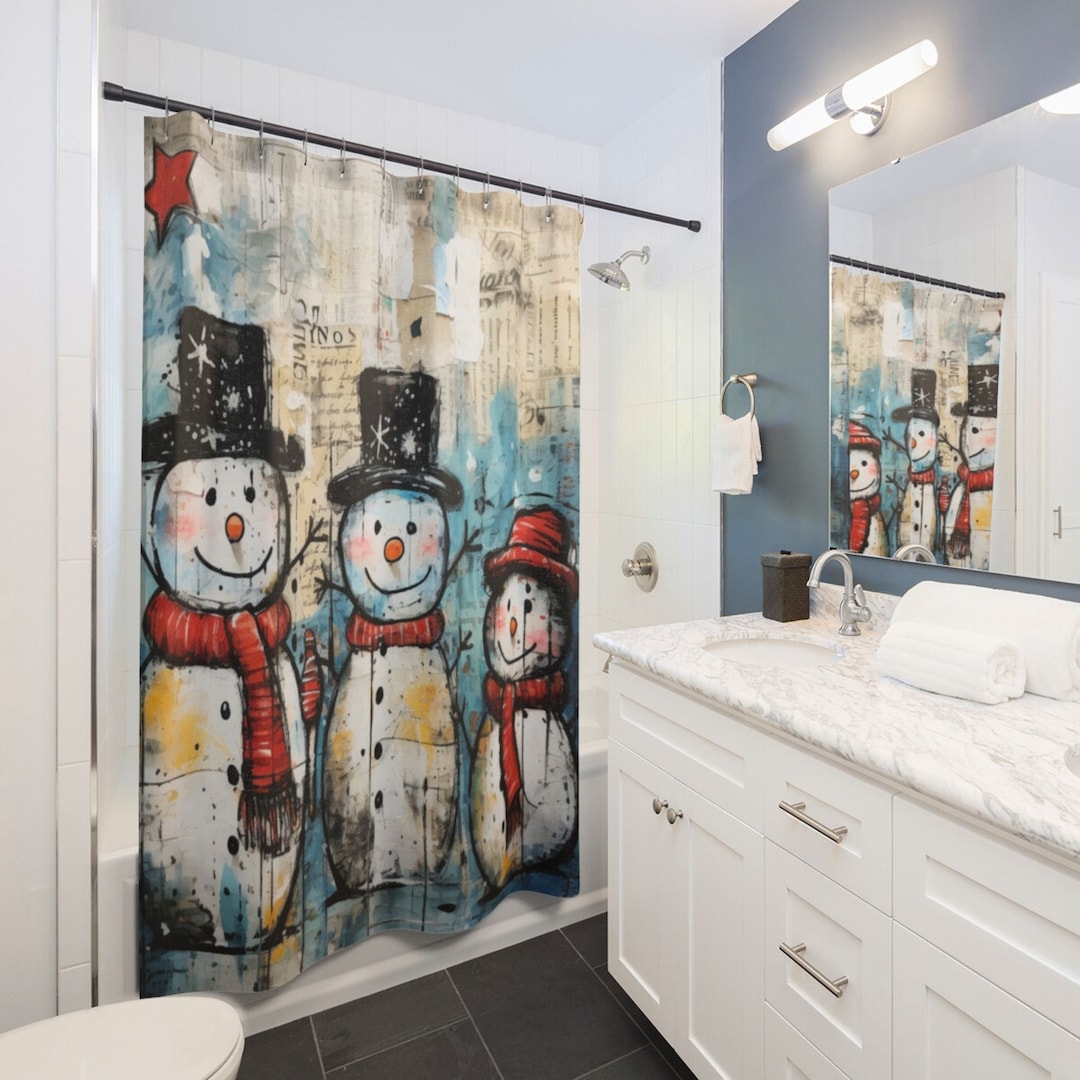Retro Christmas Shower Curtain Retro Snowman Shower Curtain Unique