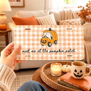 Matrícula personalizada con texto, decoración de Halloween para coche, regalo de huerto de calabazas, placa de fantasma adorable, decoración de otoño para coche, temporada espeluznante, coche nuevo