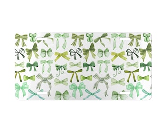 Green Bow License Plate Cute Ribbon Vanity Plate Softgirl Aesthetic Auto Decor Car Accessories Coquette Y2K Girly Car Irish Saint Patricks