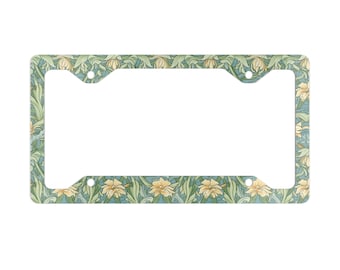 Vintage Green Forest Car Metal License Plate Frame, Nature