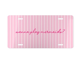 Targa personalizzata a righe rosa con testo personalizzato, targa preppy a righe con nome e monogramma iniziale