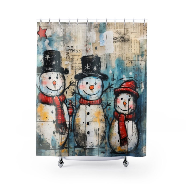 Retro Christmas Shower Curtain Retro Snowman Shower Curtain Unique