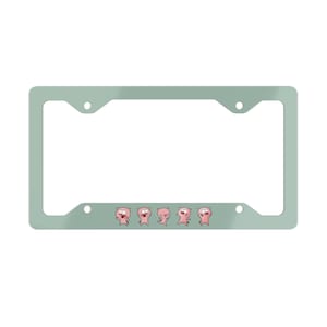 Niedliches Schwein Salbei Grün Metall Nummernschild Rahmen für Frauen Spaß Niedlich Anime Girly Geschenk für Mama Groovy Lustige Tier Schwein Liebhaber Neue Fahrer Geschenk Spaß