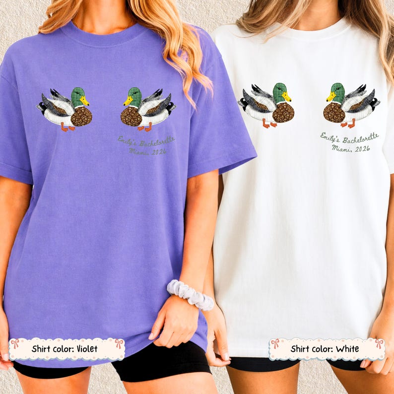 Custom Patchwork Mallard Duck Bachelorette Shirt Personalized Bridesmaid Bridal Party Bach Girls Trip Birthday Lake Bride Farmhouse Cabin image 9