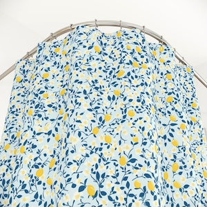 Lemon Shower Curtain Floral Shower Curtain Unique Bathroom Decor Housewarming Blue Cream Summer Plant Lover Garden Cottagecore Fruit