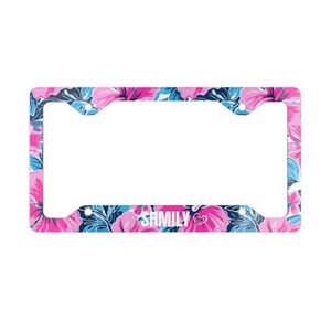 Personalized Hawaii License Plate Frame Retro Hibiscus Metal License Frame Tropical Car Accessories Plant Floral Botanical Summer Beach Leaf