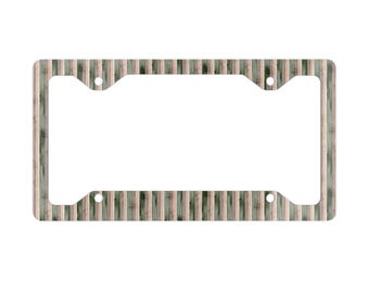 Vintage Green Forest Car Metal License Plate Frame, Nature