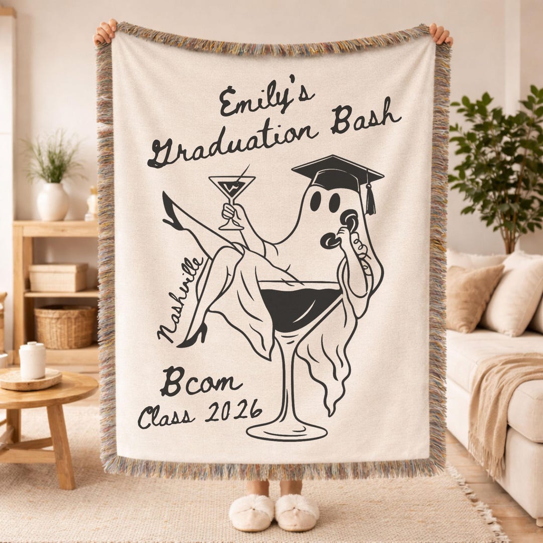Custom Graduation Woven Blanket Personalized Name Class Year Program ...