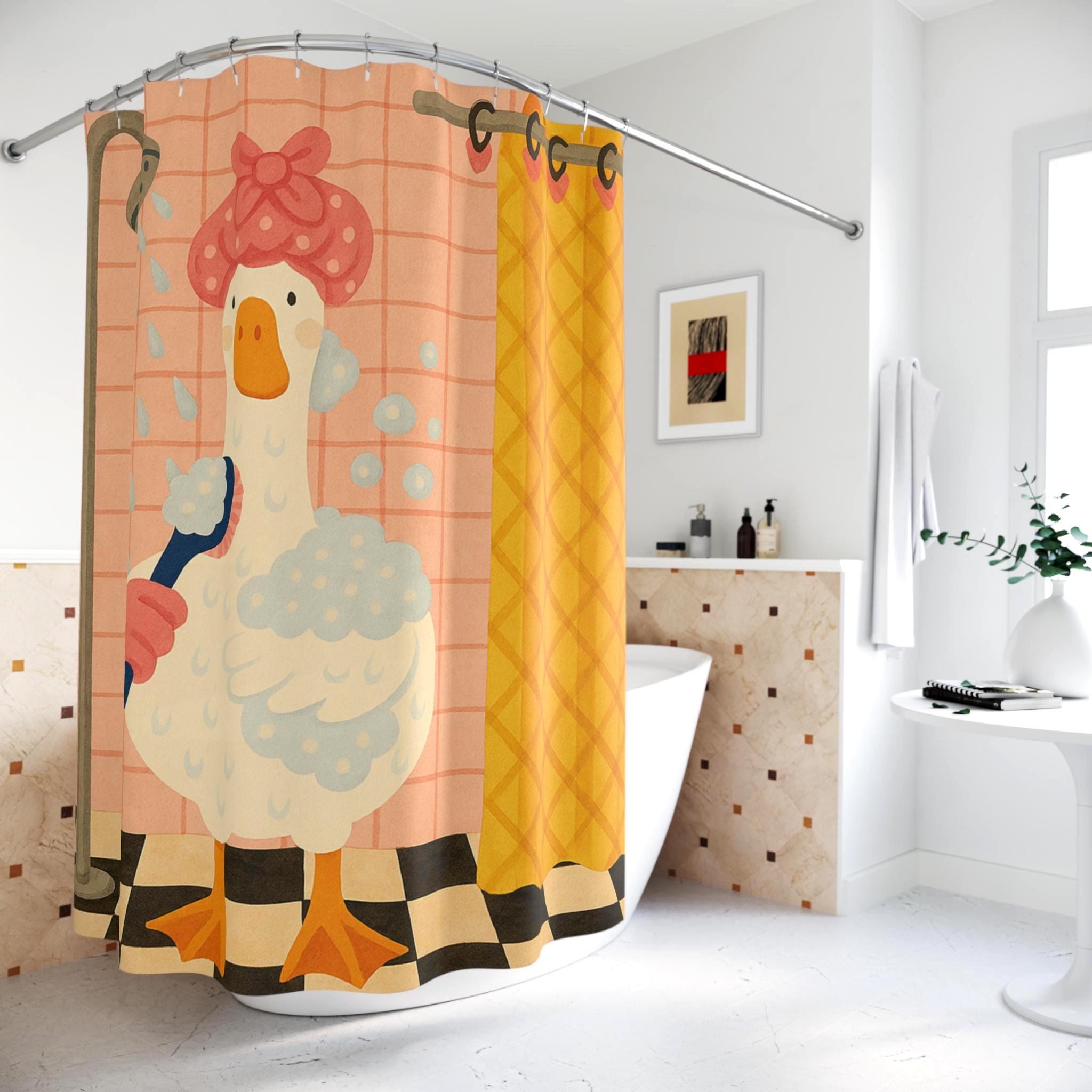 Funny Goose Shower Curtain Unique Bathroom Decor Housewarming Coquette