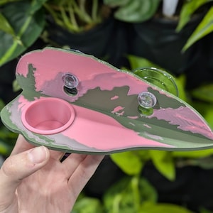Pink Prinzessin Philodendron Leiste für 130 ml Deli Cup | Haubengecko | Reptil | Saugnapf-Teller | Futter für Reptilien | Wasserspeier