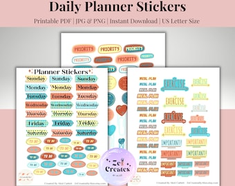 Printable Planner Stickers, Planner Stickers, Planner Sticker Sheet, Daily Planner Stickers, Digital Planner Stickers, Motivational Stickers
