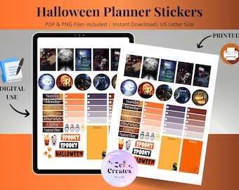 Halloween Planner Stickers, Digital/Printable Planner Stickers, Halloween Stickers, Stickers For Spooky Season, Holiday Stickers,