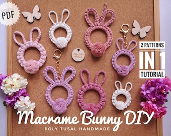 Macrame Bunny PDF Tutorial: Easter Rabbit Keychain Pattern (Digital Download)