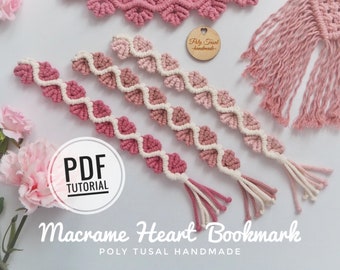 Macrame Heart Bookmark PDF Tutorial | Valentine DIY Pattern | How to Macrame Gift for Grandma | Instant Download | Poly Tusal Handmade Guide