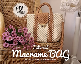 Macrame Bag Pattern, Handbag PDF Tutorial, Crossbody Purse DIY Guide, Poly Tusal masterclass